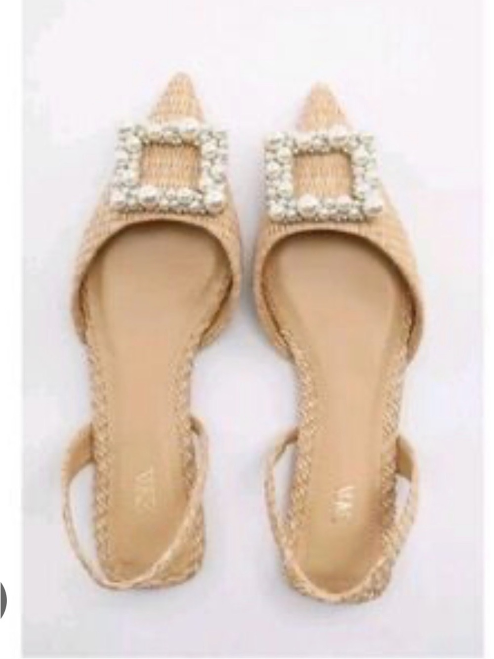 Zara Woven Embellished Slingback Flats